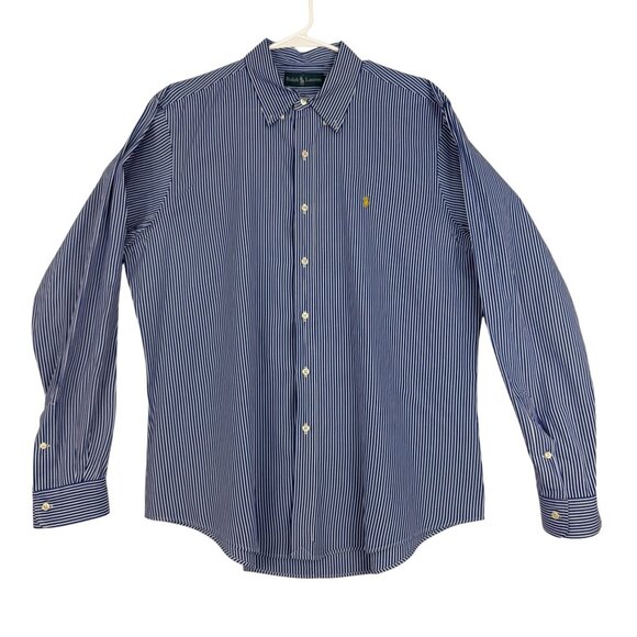 Ralph Lauren Shirt Men's Extra Large Long Sleeve Button-Down Shirt‎ Striped Blue - Picture 1 of 12